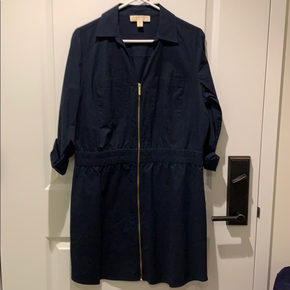 Michael Kors Zip Front Dress in Navy